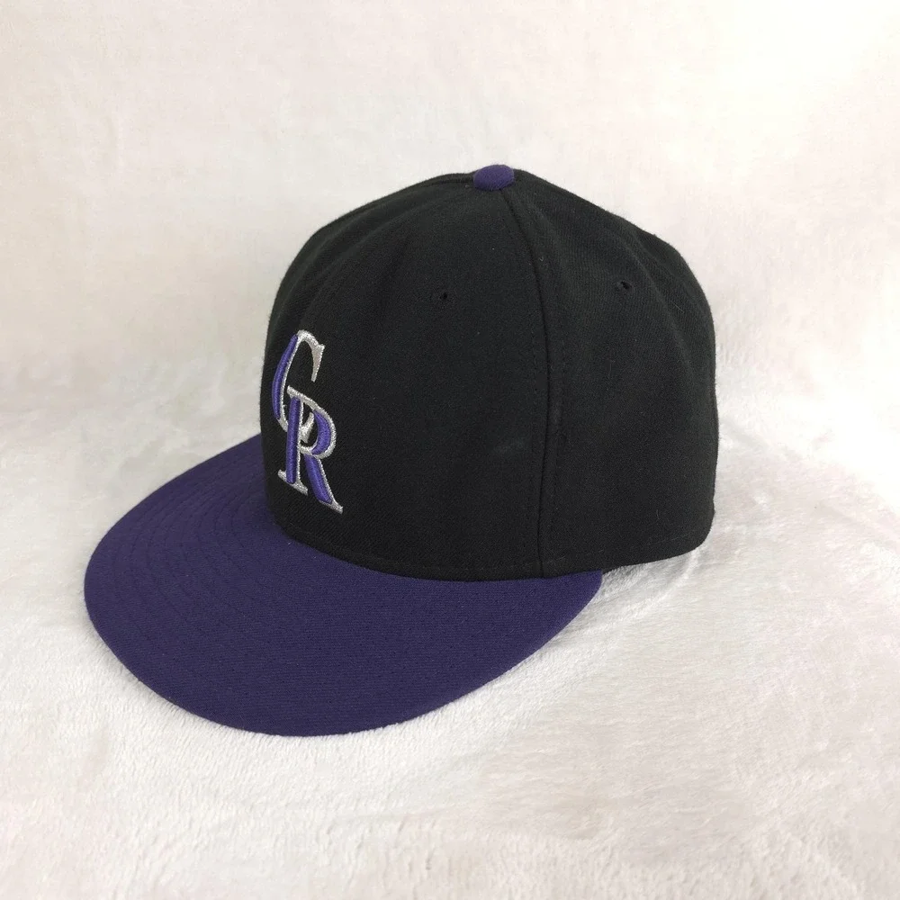 Colorado Rockies Hat On Field Players Cap Fitted Mens 7‎ 5/8 Purple MLB Baseball